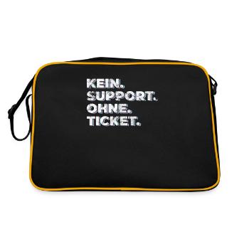 Kein Support Ohne Ticket - Lustiger Spruch IT - Retro Tasche - Schwarz/Gold - Hinten