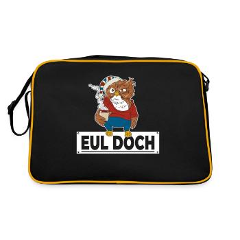 Morgenmuffel Eule mit Kaffee Eul Doch keine Bock - Retro Tasche - Schwarz/Gold - Hinten