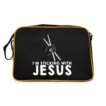I'm Sticking With Jesus - Retro Tasche - Schwarz/Gold - Hinten
