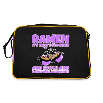 Ramen, For Dinner And Lunch And Breakfast 2 - Retro Bag - black/gold - Back