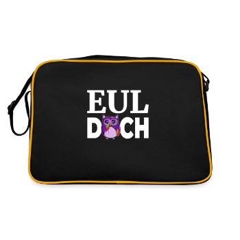 mit Wortwitz Eul Doch statt Heul Doch - Retro Tasche - Schwarz/Gold - Hinten
