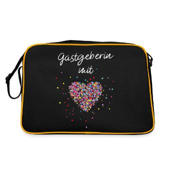 Gastgeberin Mit Herz Austauschfamilie - Retro Tasche - Schwarz/Gold - Hinten