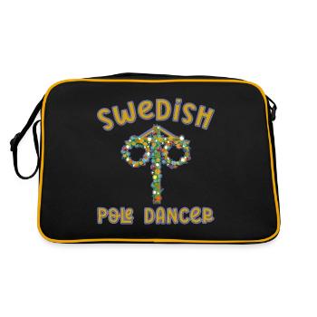 Midsommar Schweden Mittsommerfest lustig Maibaum - Retro Tasche - Schwarz/Gold - Hinten