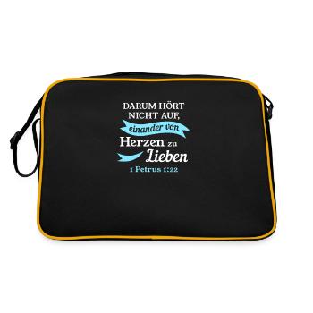 1 Petrus 1:22 Bibel Spruch Design für Christen - Retro Tasche - Schwarz/Gold - Hinten