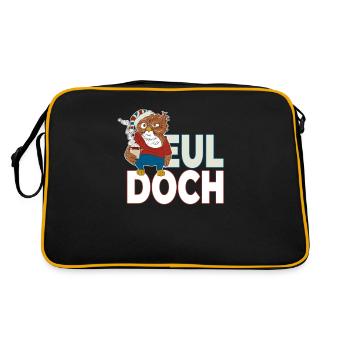 Langschläfer Eule mit Kaffee Eul Doch es ist - Retro Tasche - Schwarz/Gold - Hinten
