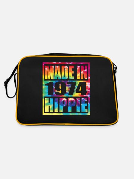 Hippie Birthday 1974 - Retro Tasche - Schwarz/Gold - Hinten