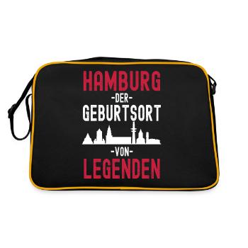 Hamburg Skyline Stadt Für Hamburger - Retro Tasche - Schwarz/Gold - Hinten