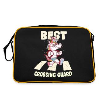 Crossing Guard Unicorn Cartoon - Retro Tasche - Schwarz/Gold - Hinten