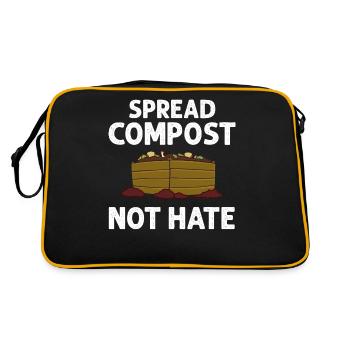 Kompostierung Kompost Wurm Abfall - Retro Tasche - Schwarz/Gold - Hinten