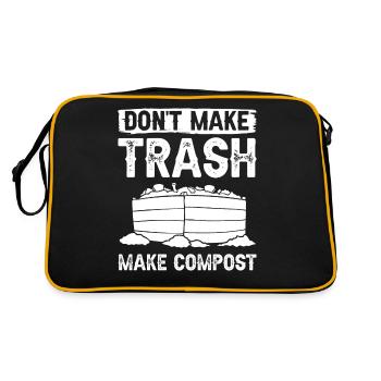 Kompostierung Kompost Wurm Abfall - Retro Tasche - Schwarz/Gold - Hinten