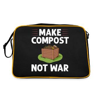 Kompostierung Kompost Wurm Abfall - Retro Tasche - Schwarz/Gold - Hinten