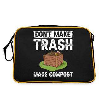 Kompostierung Kompost Wurm Abfall - Retro Tasche - Schwarz/Gold - Hinten