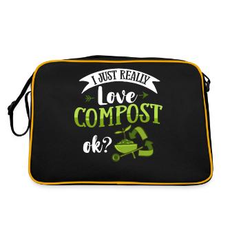 Kompostierung Kompost Wurm Abfall - Retro Tasche - Schwarz/Gold - Hinten