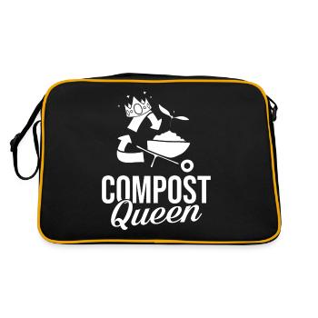 Kompostierung Kompost Wurm Abfall - Retro Tasche - Schwarz/Gold - Hinten