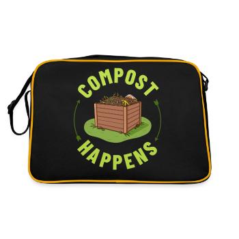 Kompostierung Kompost Wurm Abfall - Retro Tasche - Schwarz/Gold - Hinten