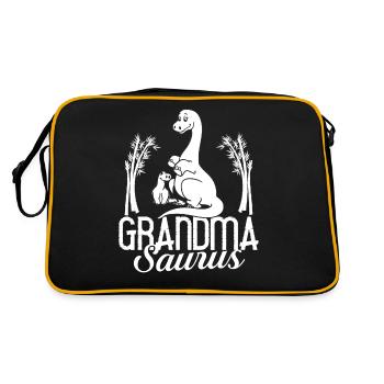Dinosaurier Oma Saurus Omasaurus Großmutter - Retro Tasche - Schwarz/Gold - Hinten