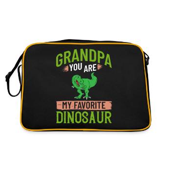 Opa Dinosaurier Großvater Saurus Opasaurus - Retro Tasche - Schwarz/Gold - Hinten