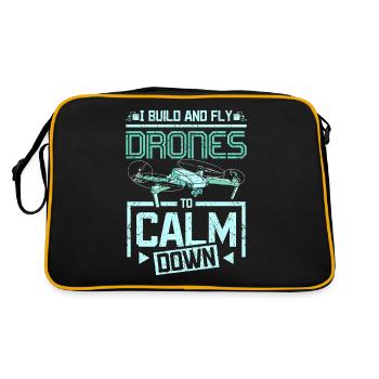 Fly drones to calm down - Retro Tasche - Schwarz/Gold - Hinten