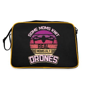 Some moms knit real moms fly drones - Retro Tasche - Schwarz/Gold - Hinten
