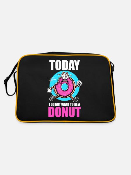 Donut heute Ich will kein Donut sein - Retro Tasche - Schwarz/Gold - Hinten