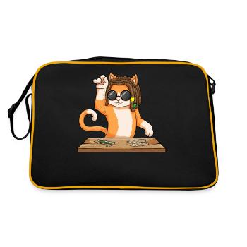 Drôle de chat rasta traitant de l’herbe fumer du cannabis - Sac Retro - noir/or - Dos