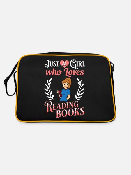 Book Girls Read Women Bookworm Librarian - Retro Bag - black/gold - Back