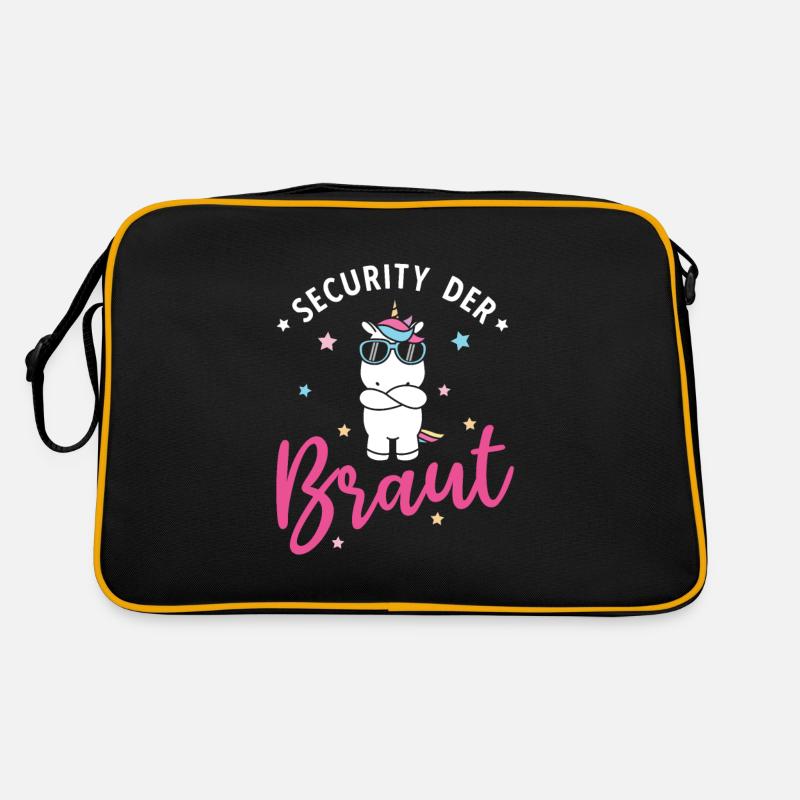 Security der Braut Einhorn JGA Junggesellinnenabsc Retro Tasche