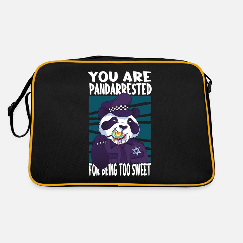 Panda Spruch niedlich - Retro Tasche - Schwarz/Gold