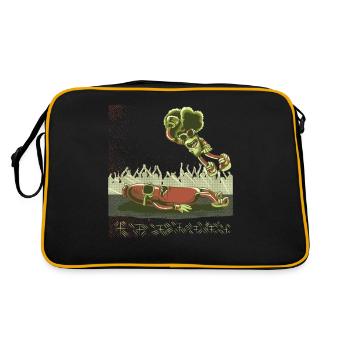 Broccoli Vegan Vegetable Wrestling Wrestler - Retro Bag - black/gold - Back