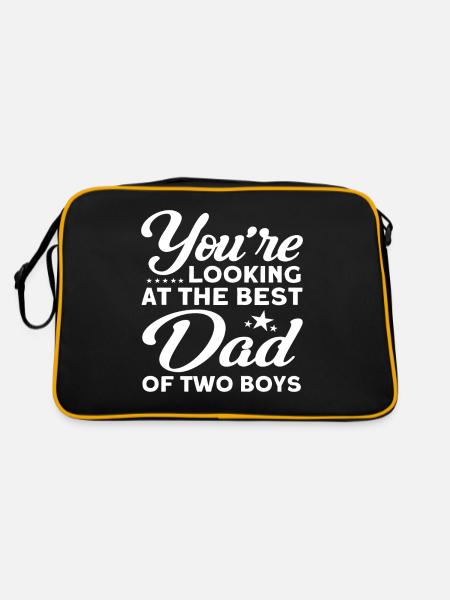 Meilleur père Père Papa Deux garçons - Sac Retro - noir/or - Dos