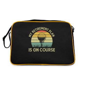 My Retirement Plan Is On Course Funny Golfing Pun - Retro Bag - black/gold - Back