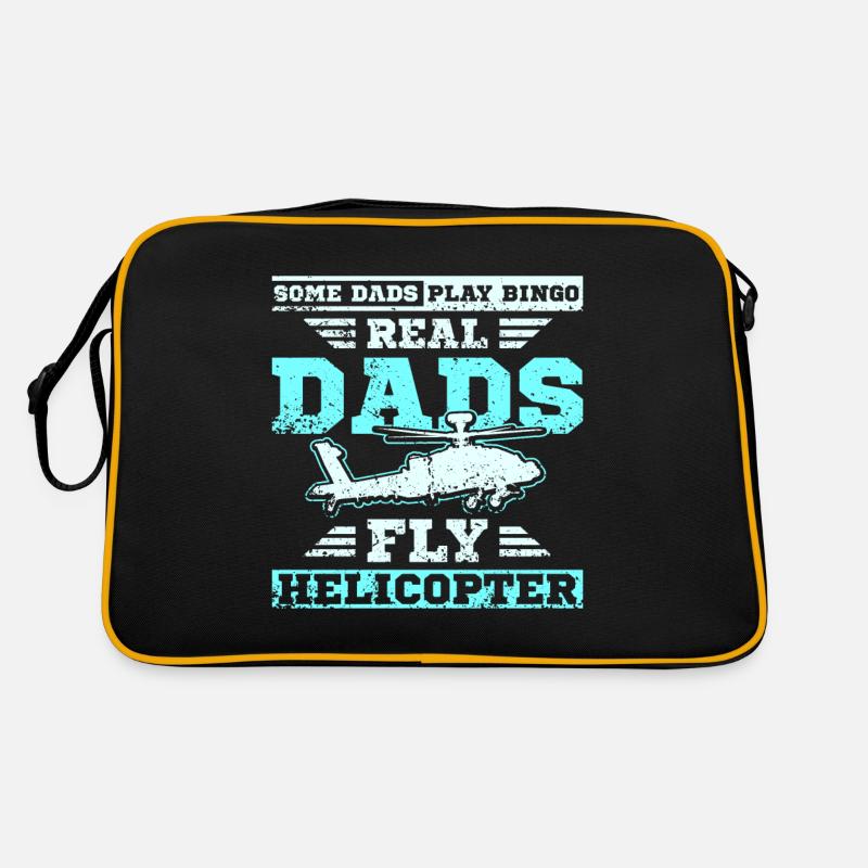 Dads fly helicopter - Retro Tasche - Schwarz/Gold