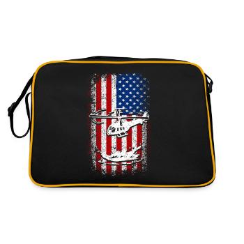 Hélicoptère drapeau américain des États-Unis - Sac Retro - noir/or - Dos