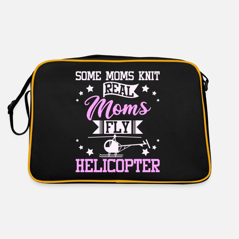 Moms fly helicopter - Retro Tasche - Schwarz/Gold