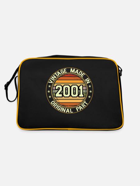 Vintage Made In 2001 Original Part Geburtstag 2001 - Retro Tasche - Schwarz/Gold - Hinten