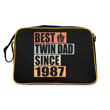 Zwillinge Vater Zwillingsvater seit 1987 - Retro Tasche - Schwarz/Gold - Hinten