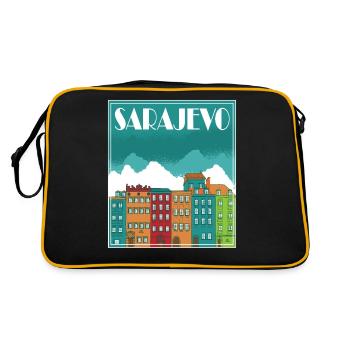Sarajevo Landscape Vintage Art - Retro Bag - black/gold - Back