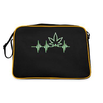 Cannabis Heartbeat ECG Weed Lover Hemp Leaf - Retro Bag - black/gold - Back