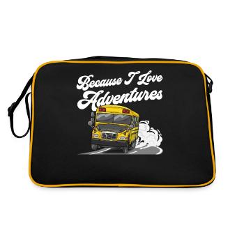 Because I Love Adventures Funny School Bus Driver - Retro Tasche - Schwarz/Gold - Hinten