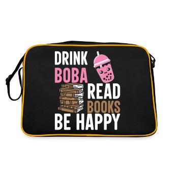 Bookaholic Leben Powered By Tee Blase Geschenke Id - Retro Tasche - Schwarz/Gold - Hinten