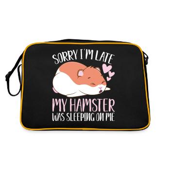 Witzige Hamster Meine niedliche Geschenkidee für H - Retro Tasche - Schwarz/Gold - Hinten