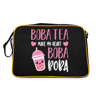 Powered By Tea Bubble Milk Tea Lovers Geschenkidee - Retro Tasche - Schwarz/Gold - Hinten