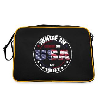 Geburtstag Spruch geboren USA 1981 - Retro Tasche - Schwarz/Gold - Hinten