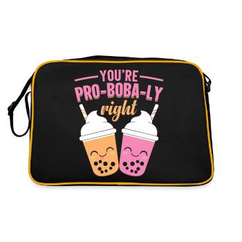 Milchtee-Liebhaber Powered by Tea Bubble Lifestyle - Retro Tasche - Schwarz/Gold - Hinten