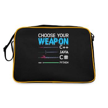Choisissez votre arme C++ Java C# Phyton - - Sac Retro - noir/or - Dos
