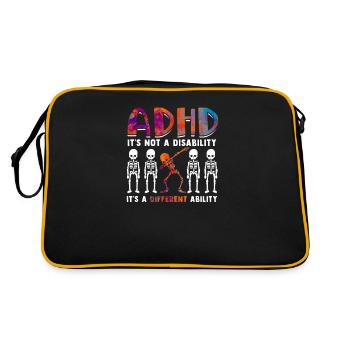 ADHS ist keine Behinderung, es ist eine andere Fähigkeit - Retro Tasche - Schwarz/Gold - Hinten