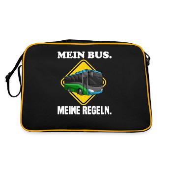 Mein Bus Meine Regeln Schulbus Busfahrer Sprüche - Retro Tasche - Schwarz/Gold - Hinten