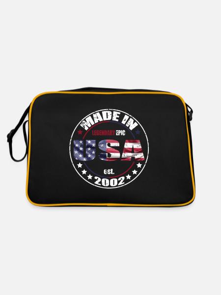 Geburtstag Spruch geboren USA 2002 - Retro Tasche - Schwarz/Gold - Hinten