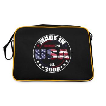 Birthday Saying Born USA 2008 - Retro Bag - black/gold - Back