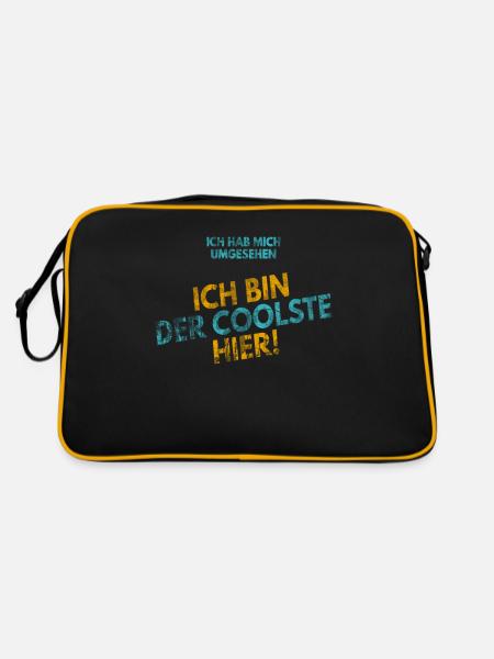 Ich hab mich umgesehen! Ich bin der Coolste hier! - Retro Tasche - Schwarz/Gold - Hinten